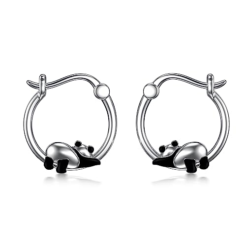 Panda Ohrringe 925 Sterling Silber Panda Creolen Ohrringe Schmuck Geschenke für Damen Tochter von ROMANTICWORK