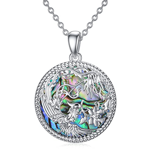 ROMANTICWORK Phönix Kette Sterling Silber Phoenix Anhänger Halskette Phönix Abalone Muschel Schmuck Geschenk für Damen Mädchen von ROMANTICWORK