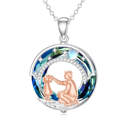ROMANTICWORK Halskette aus Sterlingsilber mit Anhänger „Vater und Tochter“ und Kristallen von ROMANTICWORK