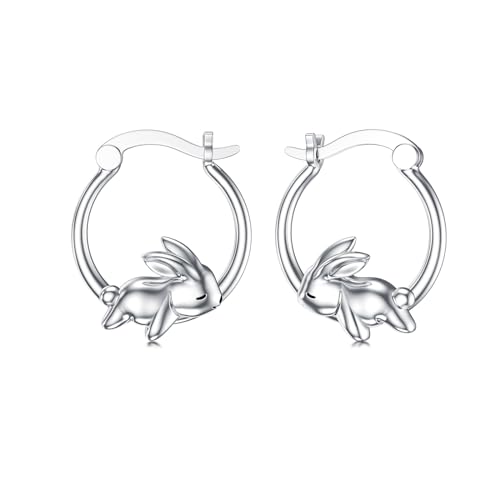 ROMANTICWORK Hase Kette 925 Sterling Silber Kaninchen und Mädchen Anhänger Halskette für immer in meinem Herze Haustierhasen Schmuck Geschenke für Damen Mädchen von ROMANTICWORK