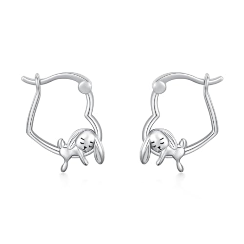 ROMANTICWORK Hase Ohrringe 925 Sterling Silber Kaninchen Creolen Ohrringe Hasen Schmuck Geschenke für Damen Mädchen von ROMANTICWORK