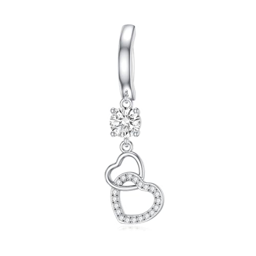 ROMANTICWORK Herz Bauchnabelpiercing 925 Sterling Silber Clicker Bauchnabel Ring Hängender Piercing Nabel Ring Bauch Piercing Schmuck Geschenke für Damen von ROMANTICWORK