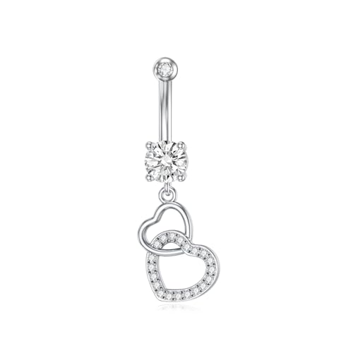 ROMANTICWORK Herz Bauchnabelpiercing 925 Sterling Silber Clicker Bauchnabel Ring Hängender Piercing Nabel Ring Bauch Piercing Schmuck Geschenke für Frauen von ROMANTICWORK