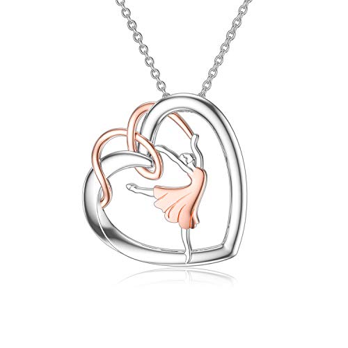 ROMANTICWORK Herz Halskette 925 Sterling Silber Ballett Tanzen Mädchen Halskette Ballerina Anhänger Schmuck Geburtstag Weihnachtsgeschenke für Frauen Mädchen Frau Mutter von ROMANTICWORK