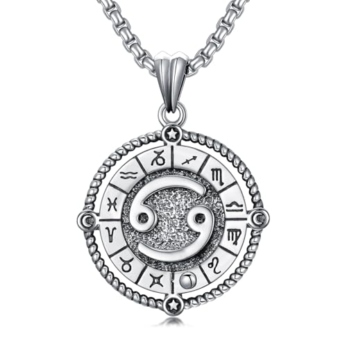 ROMANTICWORK Krebs Sternzeichen Kette 925 Sterling Silber Konstellation Krebs Sternzeichen Anhänger Halskette Krebs Horoskop Schmuck Geschenke für Damen Herren von ROMANTICWORK
