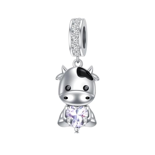 ROMANTICWORK Kuh Charm aus 925er Sterlingsilber Geburtsstein für Juni Kuh Charm für Kuh Armbänder Kuh Perle Kuh Schmuck für Frauen Kuh Liebhaber ROMANTICWORK Kuh Charm aus 925er Sterlingsilber Geburtsstein für Juni Kuh Charm für Kuh Armbänder Kuh Perle Kuh Schmuck für Frauen Kuh Liebhaber von ROMANTICWORK