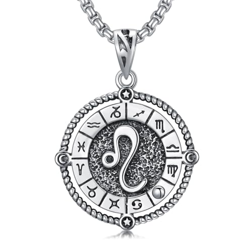 ROMANTICWORK Löwe Sternzeichen Kette 925 Sterling Silber Konstellation Leo Sternzeichen Anhänger Halskette Löwe Horoskop Schmuck Geschenke für Damen Herren von ROMANTICWORK