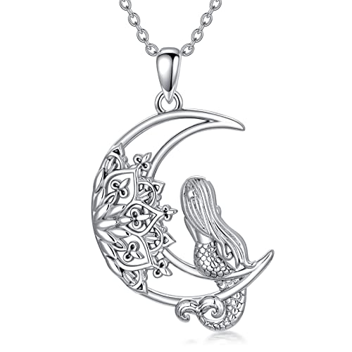 ROMANTICWORK Lotus Meerjungfrau Kette Sterling Silber Meerjungfrau Anhänger Halskette Schmuck Geschenk für Damen von ROMANTICWORK