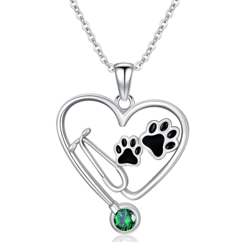 ROMANTICWORK Mai Geburtsstein Stethoskop Kette für Damen 925 Sterling Silber Veterinärmedizin Stethoskop Halskette Veterinärmedizin Schmuck Krankenschwester Geschenke für Damen ROMANTICWORK Mai Geburtsstein Stethoskop Kette für Damen 925 Sterling Silber Veterinärmedizin Stethoskop Halskette Veterinärmedizin Schmuck Krankenschwester Geschenke für Damen von ROMANTICWORK