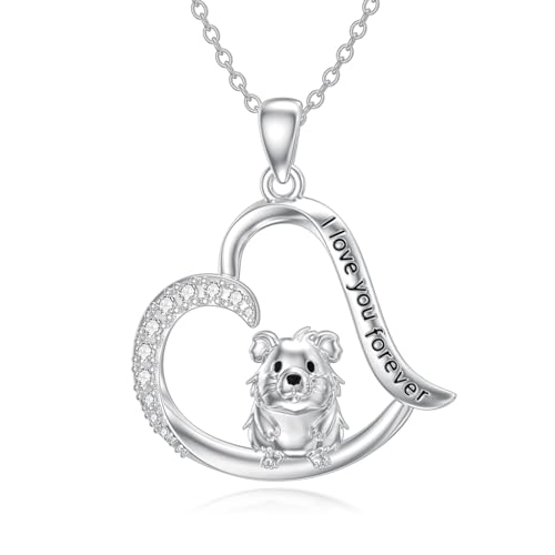 ROMANTICWORK Tier Halskette Sterling Silber Tier Anhänger Halskette Katze Eule Pinguin Delfin Hase Meerjungfrau Taube Pfau Kette Schmuck Geburtstag Geschenke für Damen Mädchen (Meerschweinchen) von ROMANTICWORK