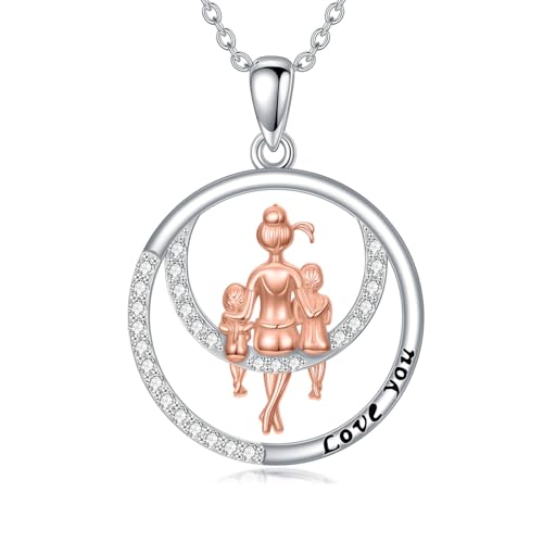ROMANTICWORK Mutter Tochter Kette 925 Sterling Silber Mutter Tochter Halskette Geschenk Schmuck für Damen Weihnachten ROMANTICWORK Mutter Tochter Kette 925 Sterling Silber Mutter Tochter Halskette Geschenk Schmuck für Damen Weihnachten von ROMANTICWORK