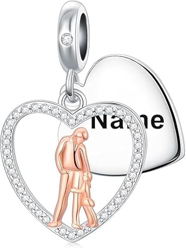 ROMANTICWORK Personalisierter Vater Tochter Charm aus Sterlingsilber mit Gravur, Namens Anhänger für Armbänder, Schmuck Herstellung, Geburtstags für die Geliebte der Tochter (1-Umarmen-Brauch Name) von ROMANTICWORK