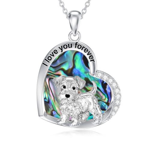 ROMANTICWORK Schnauzer Kette 925 Sterling Silber Schnauzer Anhänger Halskette Schnauzer Hund Schmuck Geschenke für Damen Hundeliebhaber von ROMANTICWORK