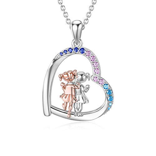 ROMANTICWORK Schwester Halskette Sterling Silber Always My Sister Forever My Friend Freundschaft Anhänger Halskette Schmuck Geburtstagsgeschenke für Frauen Mädchen Schwester Freunde (Style 3) von ROMANTICWORK