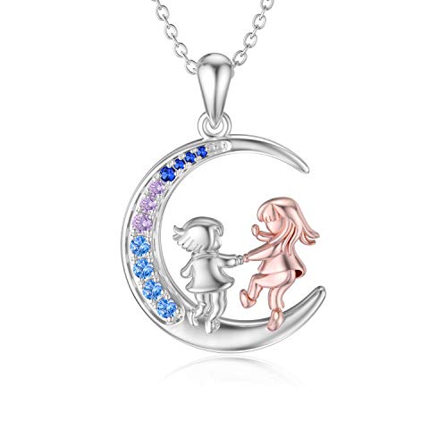 ROMANTICWORK Schwester Halskette Sterling Silber Always My Sister Forever My Friend Freundschaft Anhänger Halskette Schmuck Geburtstagsgeschenke für Frauen Mädchen Schwester Freunde (Style 4) von ROMANTICWORK