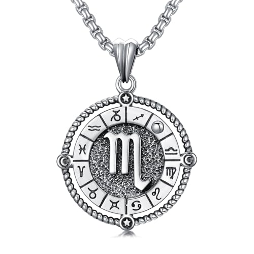 ROMANTICWORK Skorpio Sternzeichen Kette 925 Sterling Silber Konstellation Scorpio Sternzeichen Anhänger Halskette Skorpion Horoskop Schmuck Geschenke für Damen Herren von ROMANTICWORK