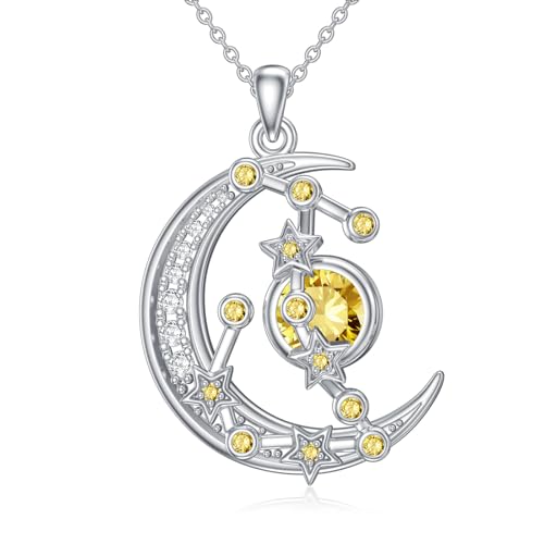 ROMANTICWORK Sternzeichen Kette Skorpion 925 Sterling Silber Astrologie Horoskop Geburtsstein Anhänger Halskette Halbmond 12 Sternbild Schmuck Geschenke für Damen Mädchen von ROMANTICWORK