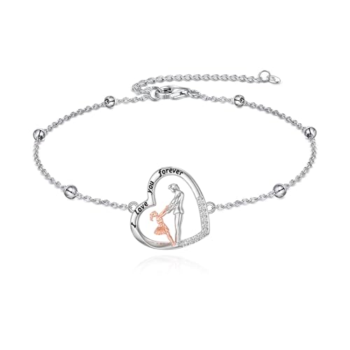 ROMANTICWORK Vater Tochter Armband 925 Sterling Silber an Meine Tochter Armband Schmuck Geschenke für Frauen Damen von ROMANTICWORK