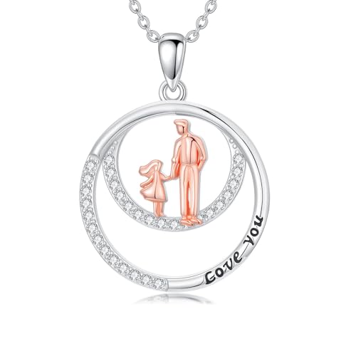 ROMANTICWORK Vater Tochter Kette 925 Sterling Silber Vater Tochter Geschenk Papa Tochters Geschenk Tochters Halskette Schmuck von Papa für Damen Weihnachten von ROMANTICWORK