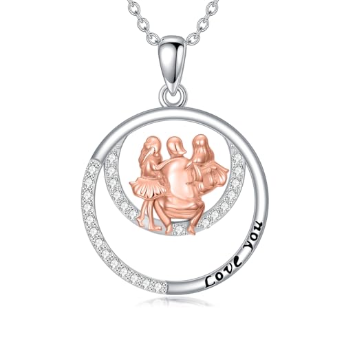 ROMANTICWORK Vater Tochter Kette 925 Sterling Silber Vater Tochter Geschenk Papa Töchter Geschenk Töchter Halskette Schmuck von Papa für Damen Weihnachten von ROMANTICWORK