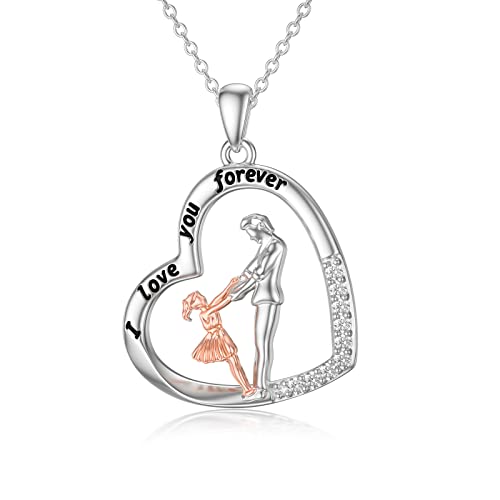 ROMANTICWORK Vater Tochter Kette Sterling Silber Liebe Herz Papa Tochter Anhänger Halskette Geschenke Schmuck für Mädchen Damen von ROMANTICWORK