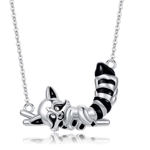ROMANTICWORK Waschbär Kette 925 Sterling Silber Waschbär Halskette Waschbärs Schmuck Waschbärs Geschenke für Damen von ROMANTICWORK