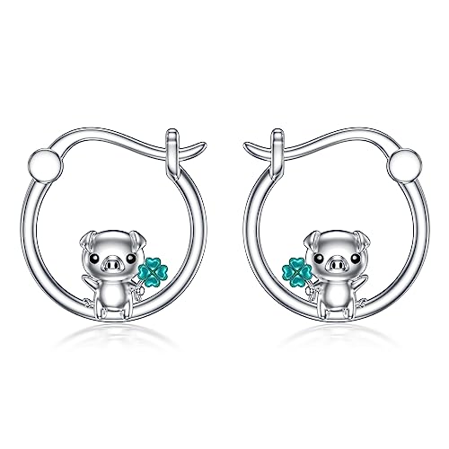 Schwein Ohrringe 925 Sterling Silber Schwein Creolen Ohrringe Schwein Schmuck Geschenke für Damen Tochter von ROMANTICWORK