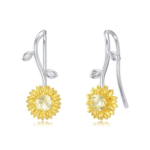 Sonnenblumen ohrringe 925 Sterling Silber Sonnenblume Hängende Ohrringe Sonnenblumen Schmuck Geburtstag Geschenke für Damen Mädchen Tochter von ROMANTICWORK