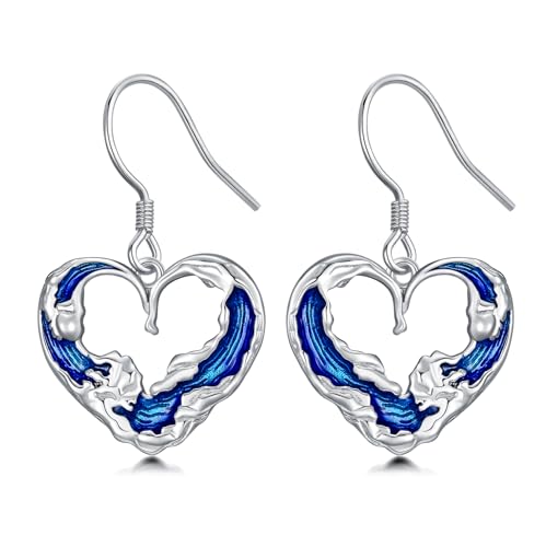 Welle Ohrringe 925 Sterling Silber Welle Hängende Ohrringe Ozean Welle Schmuck Geschenke für Damen Mädchen von ROMANTICWORK