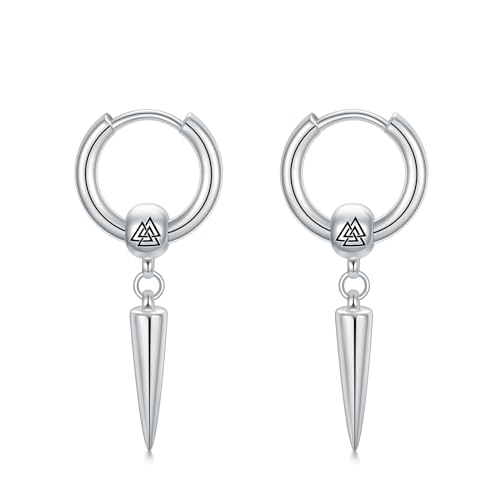 Wikinger Ohrringe 925 Sterling Silber Wikinger Rune Creolen Nordische Wikinger Hängende Ohrringe Schmuck Geschenke für Herren Männer von ROMANTICWORK