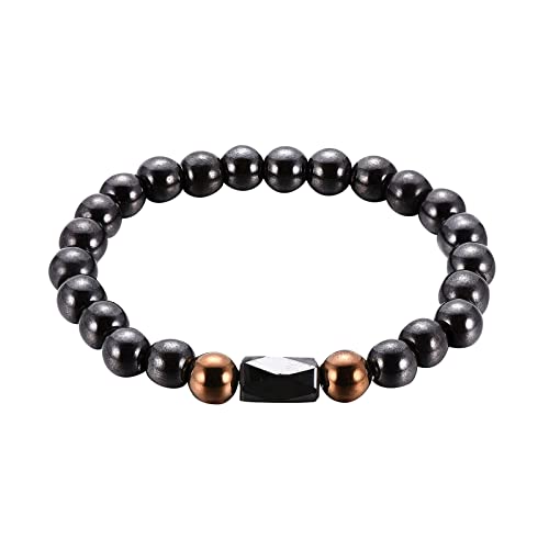 Anti-Schwell-Fußkettchen aus Schwarzem Obsidian, Schlankheits- und Lymphdrainage-Armband Mit Magnetfeldtherapie von ROMIDA