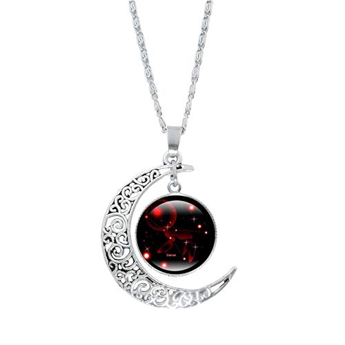 ROMIDA 12 Sternbild Halskette 925 Sterling Silber Unisex 12 Horoskop Birthstone Ketten Wunsche Gravur Halskette 12 Sternzeichen Kristall Sternbild Anhänger Hypoallergen (1pc-Cancer) von ROMIDA