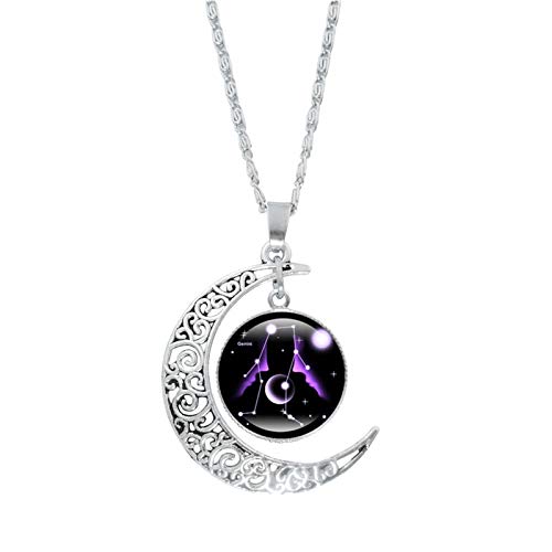 ROMIDA 12 Sternbild Halskette 925 Sterling Silber Unisex 12 Horoskop Birthstone Ketten Wunsche Gravur Halskette 12 Sternzeichen Kristall Sternbild Anhänger Hypoallergen (1pc-Gemini) von ROMIDA