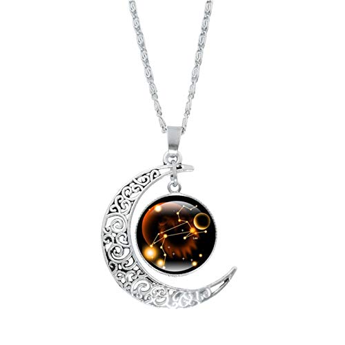 ROMIDA 12 Sternbild Halskette 925 Sterling Silber Unisex 12 Horoskop Birthstone Ketten Wunsche Gravur Halskette 12 Sternzeichen Kristall Sternbild Anhänger Hypoallergen (1pc-Leo) von ROMIDA