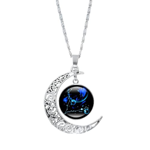 ROMIDA 12 Sternbild Halskette 925 Sterling Silber Unisex 12 Horoskop Birthstone Ketten Wunsche Gravur Halskette 12 Sternzeichen Kristall Sternbild Anhänger Hypoallergen (1pc-Pisces) von ROMIDA