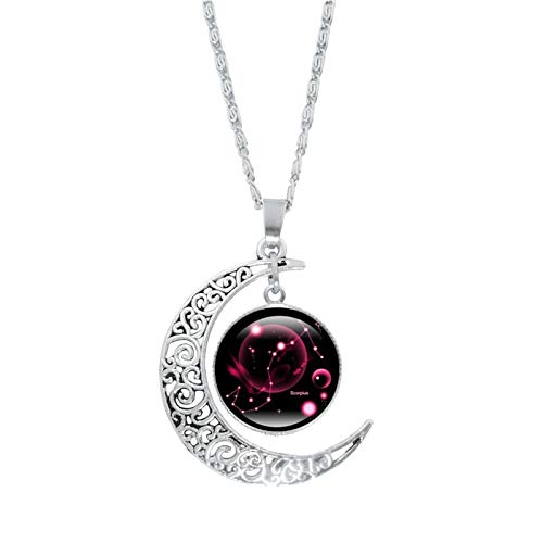 ROMIDA 12 Sternbild Halskette 925 Sterling Silber Unisex 12 Horoskop Birthstone Ketten Wunsche Gravur Halskette 12 Sternzeichen Kristall Sternbild Anhänger Hypoallergen (1pc-Scorpio) von ROMIDA
