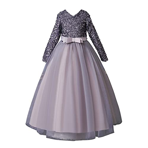 ROMIDA 4-12 Jahre Blumenmädchen Kleid Kinder Langes Abendkleid Geburtstag Partykleid Spitze Maxikleid Ärmellos Prinzessin Festliches Festkleid von ROMIDA