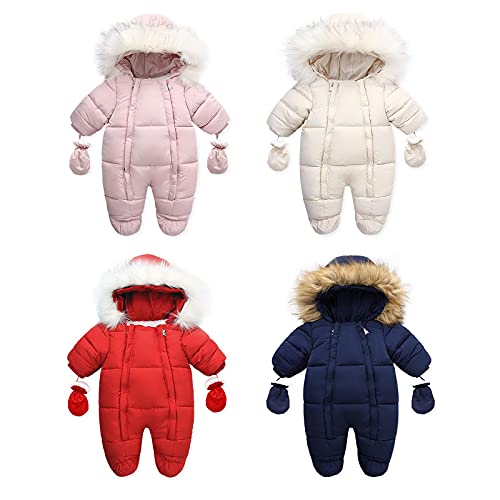 ROMIDA Baby Schneeanzüge mit Kapuze Baumwolle Strampler Wasserdicht Spieler Leicht Footed Jumpsuits Langarm Spielanzug Winter Outfit Schneeanzüge für Jungen Mädchen Schneeanzug Overall von ROMIDA