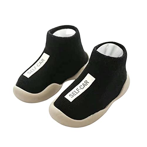 ROMIDA Baby Schuhe Mädchen Junge Kleinkind Schuhe Junge Stricken kinderschuhe Rutschfeste Weicher Boden Bodensocken Stricken Lauflerner Baby Schuhe Kleinkind Schuhe Lauflernschuhe,Schwarz,9-12 Monate von ROMIDA