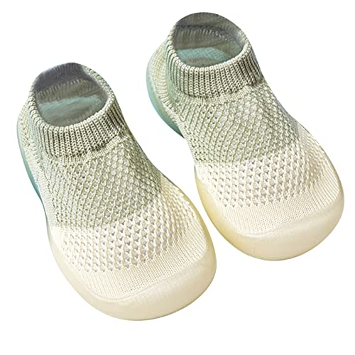 ROMIDA Babyschuhe Mädchen Jungen Kleinkind Schuhe Baby Lauflernschuhe kinderschuhe Rutschfeste Bodenschuhe Weicher Boden Bodensocken Stricken Sockenschuhe Anti-Rutsch-Socke Schuhe, Grün, 25 EU von ROMIDA