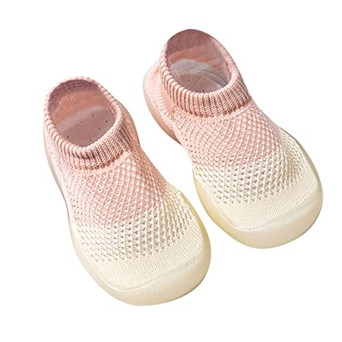 ROMIDA Babyschuhe Mädchen Jungen Kleinkind Schuhe Baby Lauflernschuhe kinderschuhe Rutschfeste Bodenschuhe Weicher Boden Bodensocken Stricken Sockenschuhe Anti-Rutsch-Socke Schuhe, Rosa, 25 EU von ROMIDA