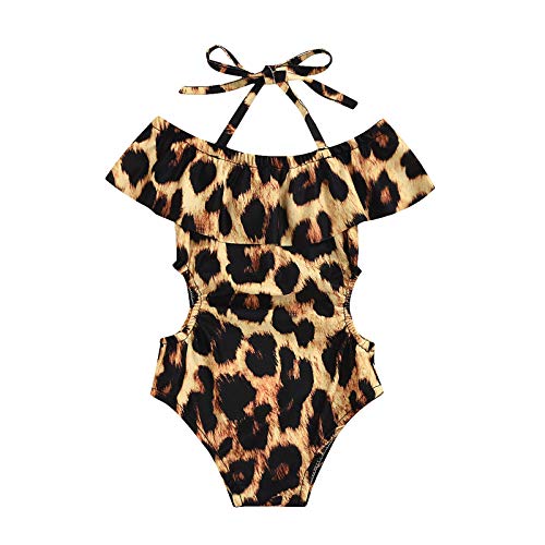 ROMIDA Bikini Mädchen Blumen Leopard Badeanzug Mädchen Baby Bunt Bikini Mädchen Rüschen Badeanzug Mädchen Volant Bademode Schwimmanzug Mädchen Kleinkind Einteiler Sommerurlaub Bademode von ROMIDA