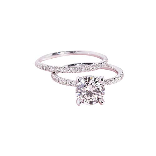 ROMIDA Damen Diamantring Damen 925 Silber Ringe Diamant Zirkonia Ringe Paaringe Eheringe Frauen Geburtstagsgeschenk Partnerringe Zirkonia Schmuck Ringe von ROMIDA