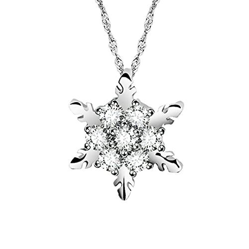 ROMIDA Damen Personalisierte Halskette Schneeflocke-Halskette Anhänger Halskette Silber Kette Frauen Zirkonia Halskette Sterling Silber Halsketten schmuck Geschenke für Mädchen Mama Frauen von ROMIDA