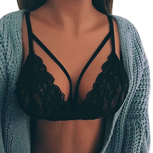 ROMIDA Damen Sexy BH Unterwäsche Bustier Push Up Bralette Gurt Dekoration Damen Wireless BH Dessous Sexy V-Ausschnitt Unterwäsche Sexy Dessous Sexy Halfter Reizwäsche Nachtclub Kostüm Clubwear, L von ROMIDA