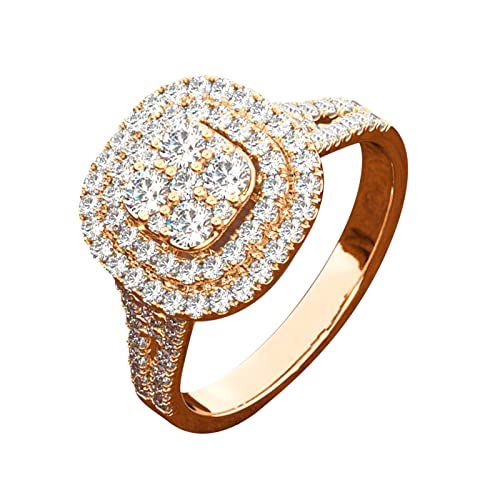 ROMIDA Diamant Ringe Partnerringe Silber Stein Ring mit Zirkonia Kristallen, Frauen Silber Stein Ring Damen Fingerringe Damenring Klassik Silber Schmuck Muttertagsgeschenk von ROMIDA