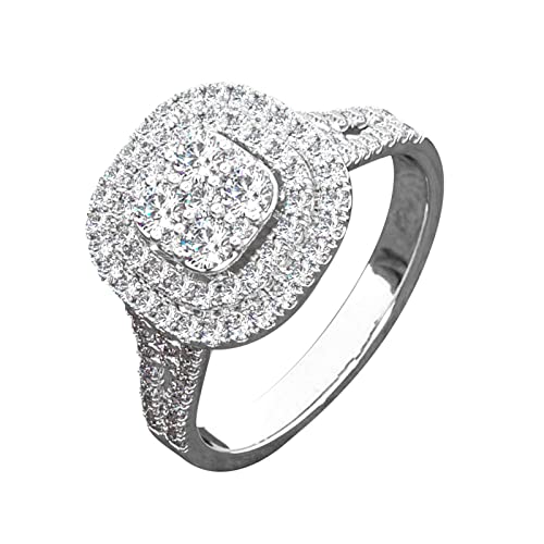 ROMIDA Diamant Ringe Partnerringe Silber Stein Ring mit Zirkonia Kristallen, Frauen Silber Stein Ring Damen Fingerringe Damenring Klassik Silber Schmuck Muttertagsgeschenk von ROMIDA