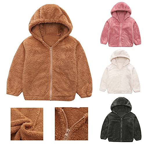 ROMIDA Fleecejacke Kinder Jungen Mädchen Mode Plüschjacke Winterjacke Warm Teddy Fleece Dick Hoodie Reißverschluss Gepolsterte Kapuzenjacke Parka Jacke Mit Reißverschluss von ROMIDA