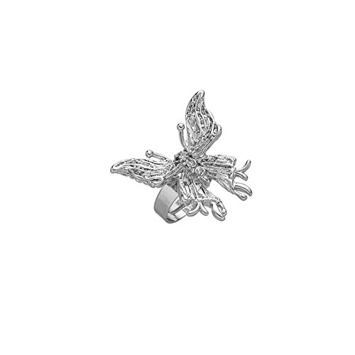 ROMIDA Herren Damen Ringe Y2k Ringe Edelstahl 925 Sterling Silber Vintage Punk Ringe für Damen Offene Ringe Verstellbar Gothic Ringe Band Fingerringe Ring Partnerringe von ROMIDA
