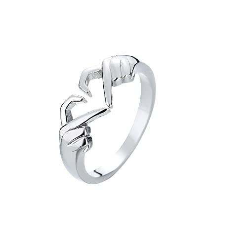 ROMIDA Herz Ring 925 Sterling Silber Opal Ring Herz Ring Offener Ring Verstellbarer Ring Umarmende Schmuck Geschenk für Damen Frauen Mädchen Kinder von ROMIDA